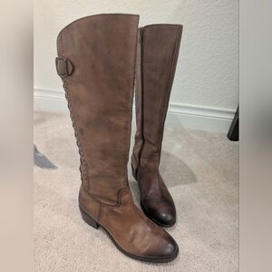 Arturo Chiang Brown Leather Tall Boots, Riding Style